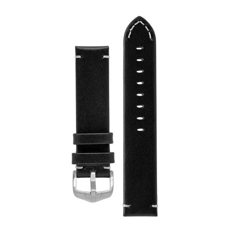 The Watch Boutique Hirsch RANGER Retro Leather Parallel Watch Strap in BLACK