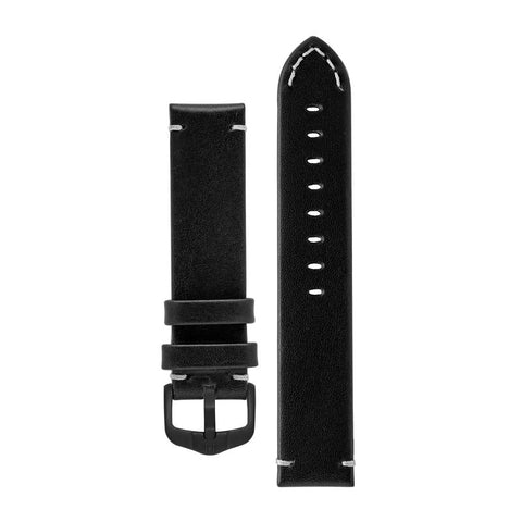 The Watch Boutique Hirsch RANGER Retro Leather Parallel Watch Strap in BLACK