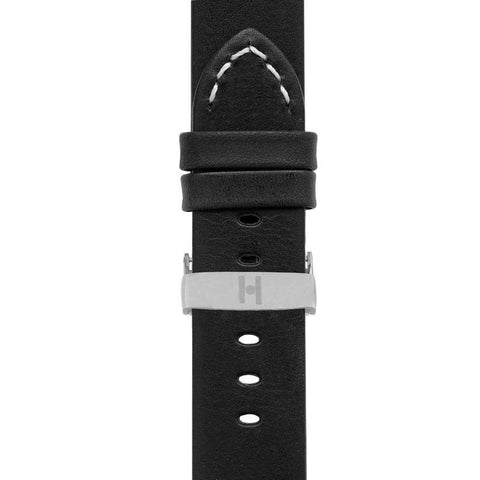 The Watch Boutique Hirsch RANGER Retro Leather Parallel Watch Strap in BLACK