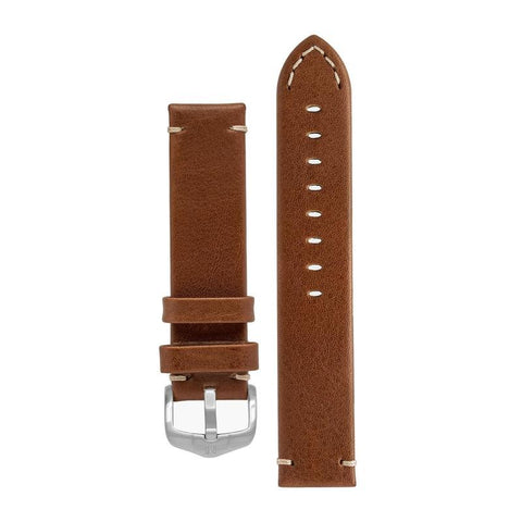 The Watch Boutique Hirsch RANGER Retro Leather Parallel Watch Strap in GOLD BROWN