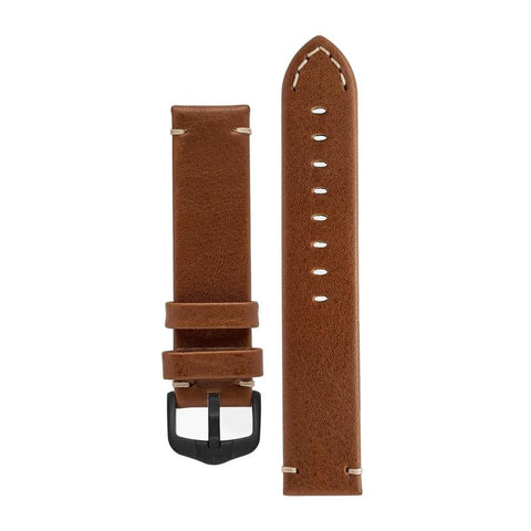 The Watch Boutique Hirsch RANGER Retro Leather Parallel Watch Strap in GOLD BROWN