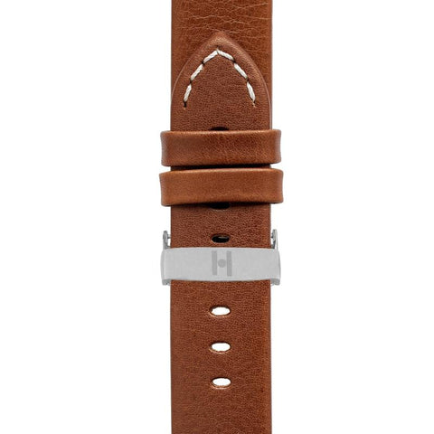 The Watch Boutique Hirsch RANGER Retro Leather Parallel Watch Strap in GOLD BROWN