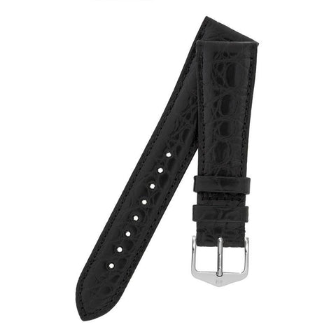 The Watch Boutique Hirsch REGENT Genuine Alligator Leather Watch Strap in BLACK