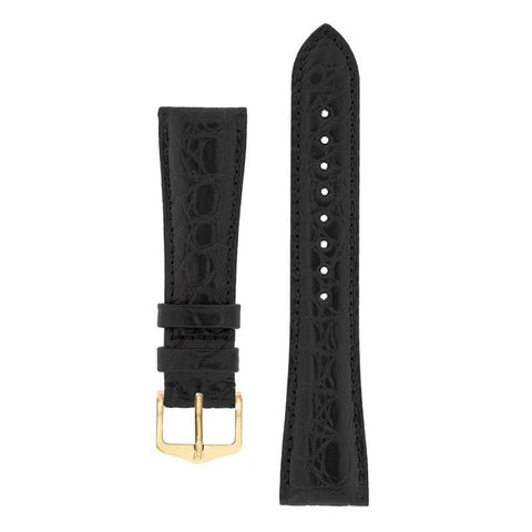 The Watch Boutique Hirsch REGENT Genuine Alligator Leather Watch Strap in BLACK