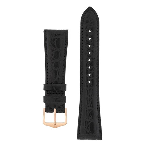The Watch Boutique Hirsch REGENT Genuine Alligator Leather Watch Strap in BLACK