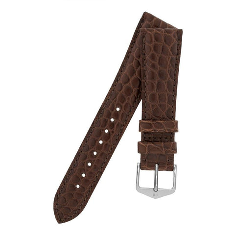The Watch Boutique Hirsch REGENT Genuine Alligator Leather Watch Strap in BROWN