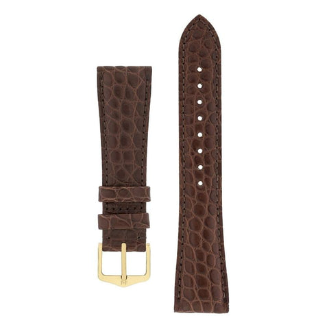 The Watch Boutique Hirsch REGENT Genuine Alligator Leather Watch Strap in BROWN