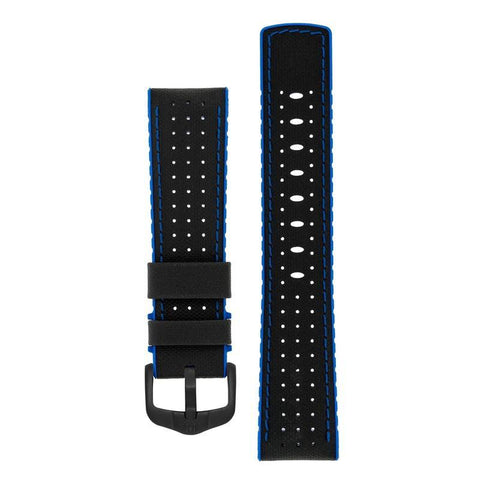 The Watch Boutique Hirsch ROBBY Sailcloth Effect Performance Watch Strap in BLACK / BLUE