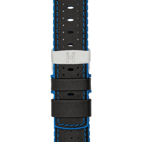 The Watch Boutique Hirsch ROBBY Sailcloth Effect Performance Watch Strap in BLACK / BLUE