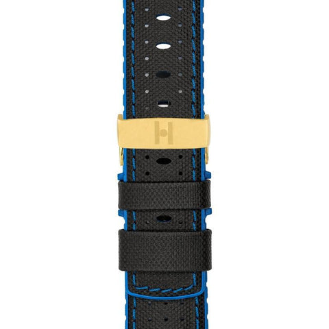 The Watch Boutique Hirsch ROBBY Sailcloth Effect Performance Watch Strap in BLACK / BLUE