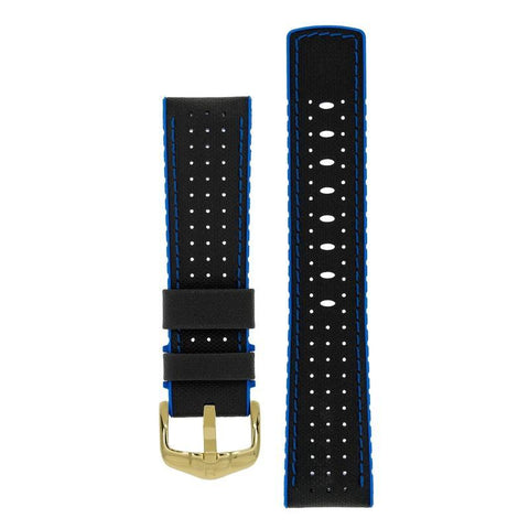 The Watch Boutique Hirsch ROBBY Sailcloth Effect Performance Watch Strap in BLACK / BLUE