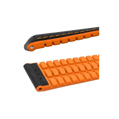 The Watch Boutique Hirsch ROBBY Sailcloth Effect Performance Watch Strap in BLACK / ORANGE