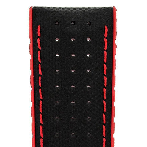 The Watch Boutique Hirsch ROBBY Sailcloth Effect Performance Watch Strap in BLACK / RED