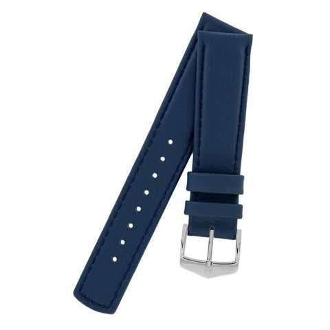 The Watch Boutique Hirsch RUNNER Water-Resistant Calf Leather Watch Strap in BLUE