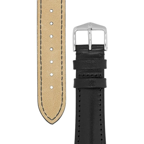 The Watch Boutique Hirsch SIENA Tuscan Leather Watch Strap in BLACK