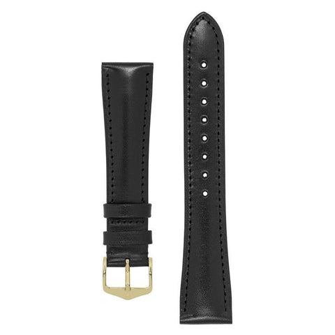 The Watch Boutique Hirsch SIENA Tuscan Leather Watch Strap in BLACK