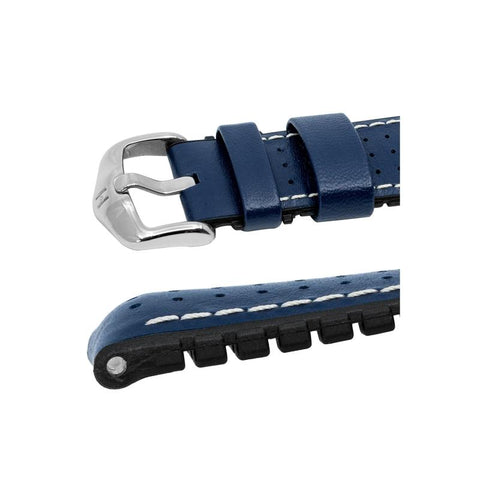 The Watch Boutique Hirsch TIGER Perforated Leather Performance Watch Strap in BLUE