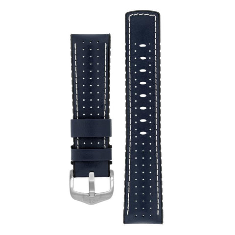 The Watch Boutique Hirsch TIGER Perforated Leather Performance Watch Strap in BLUE