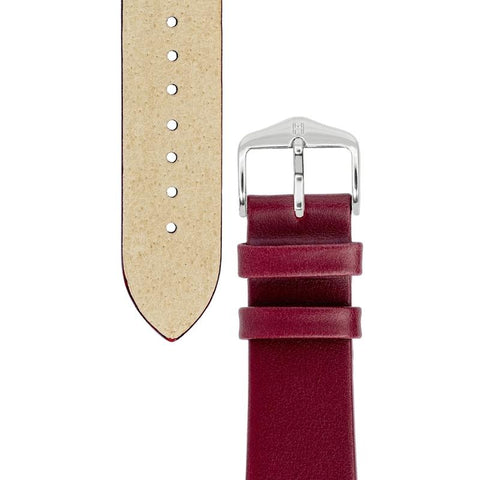 The Watch Boutique Hirsch TORONTO Fine-Grained Leather Watch Strap in BERRY