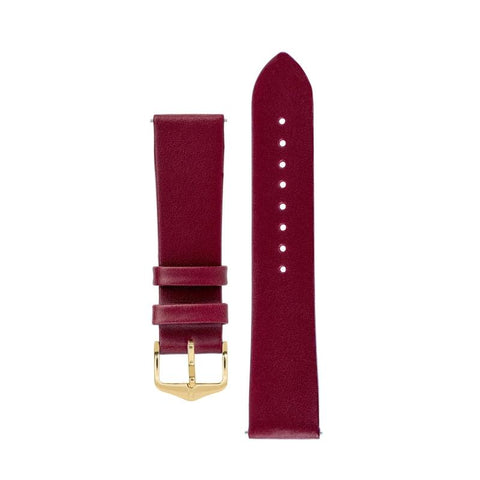 The Watch Boutique Hirsch TORONTO Fine-Grained Leather Watch Strap in BERRY
