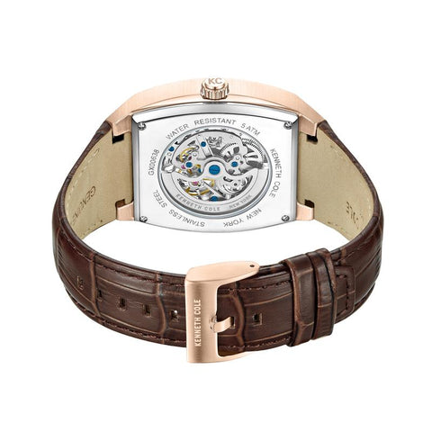The Watch Boutique Kenneth Cole Gents Automatic Brown Leather Watch KCWGX0063802