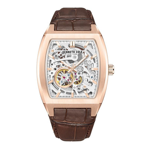 The Watch Boutique Kenneth Cole Gents Automatic Brown Leather Watch KCWGX0063802