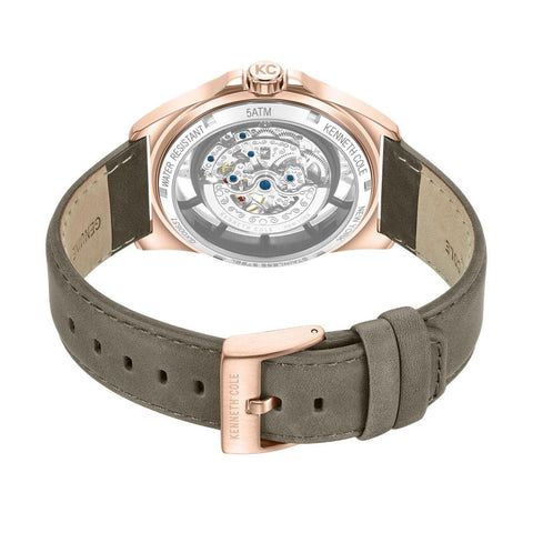 The Watch Boutique Kenneth Cole Gents Automatic Khaki Leather Watch KCWGX0065101