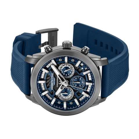 The Watch Boutique Kenneth Cole Gents Blue Silicone Strap Automatic Watch KCWGO0067701