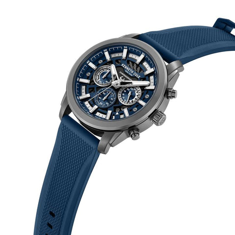 The Watch Boutique Kenneth Cole Gents Blue Silicone Strap Automatic Watch KCWGO0067701
