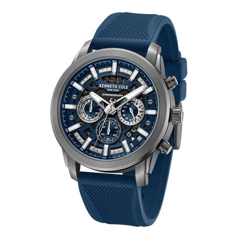 The Watch Boutique Kenneth Cole Gents Blue Silicone Strap Automatic Watch KCWGO0067701