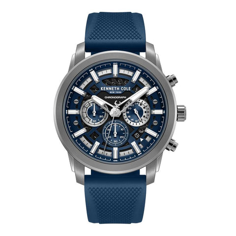 The Watch Boutique Kenneth Cole Gents Blue Silicone Strap Automatic Watch KCWGO0067701