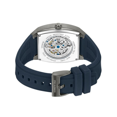The Watch Boutique Kenneth Cole Gents Blue Silicone Strap Automatic Watch KCWGZ0063801