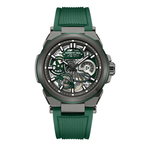 The Watch Boutique Kenneth Cole Gents Green Silicone Strap Automatic Watch KCWGZ0065603