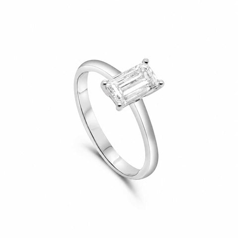 Lab-Grown Diamond Emerald Solitaire Ring 0.52ct 9ct White Gold