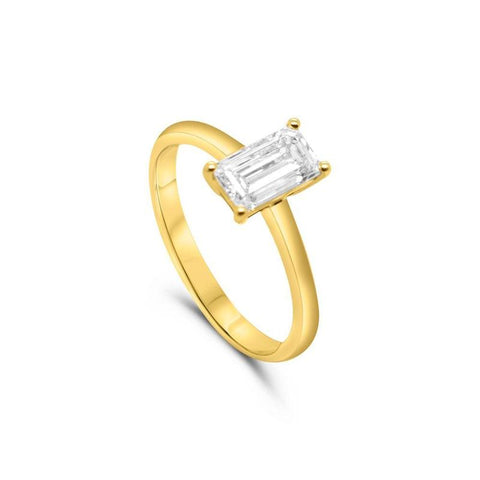 The Watch Boutique Lab-Grown Diamond Emerald Solitaire Ring 1.51ct 9ct Yellow Gold