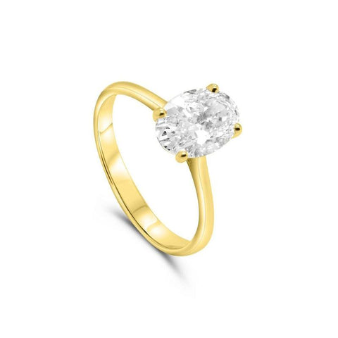 The Watch Boutique Lab-Grown Diamond Oval Solitaire Ring 0.52ct 9ct Yellow Gold