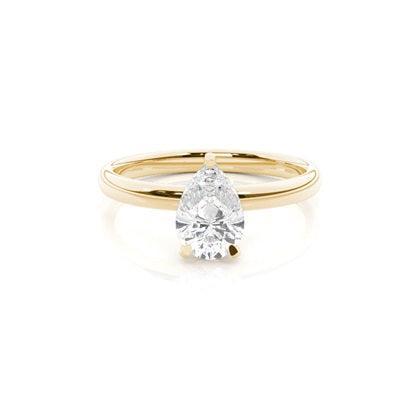 The Watch Boutique Lab-Grown Diamond Pear Solitaire Ring 0.50ct 9ct Yellow Gold