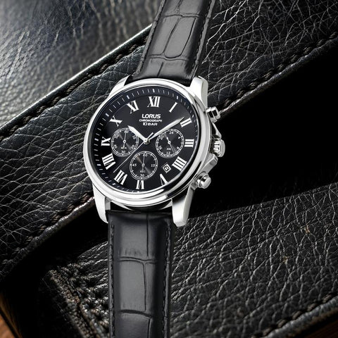 The Watch Boutique Lorus Classic Men's Quartz Chronograph Watch Black Sunray Dial