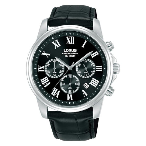 The Watch Boutique Lorus Classic Men's Quartz Chronograph Watch Black Sunray Dial