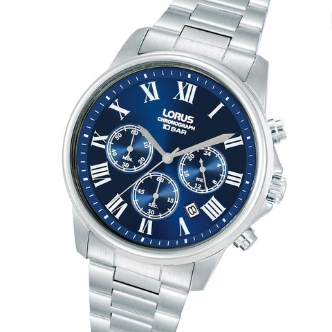 The Watch Boutique Lorus Classic Men's Quartz Chronograph Watch Dark Blue Sunray Dial
