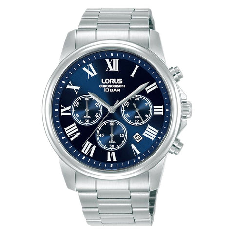 The Watch Boutique Lorus Classic Men's Quartz Chronograph Watch Dark Blue Sunray Dial
