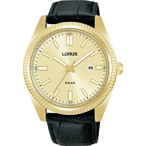 The Watch Boutique Lorus Gents Black Leather 3-Hands Watch