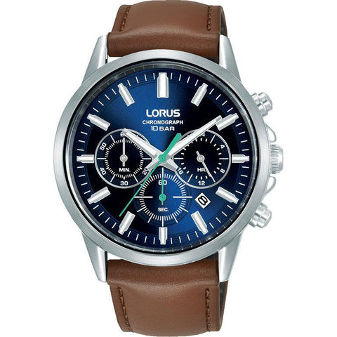 The Watch Boutique Lorus Gents Brown Leather Strap Chronograph Watch
