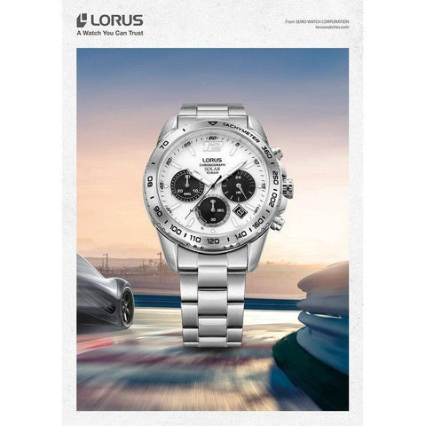 The Watch Boutique Lorus Gents Silver Chronograph Solar Watch