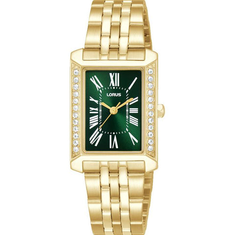 The Watch Boutique Lorus Ladies Rectangle Green Dial Watch