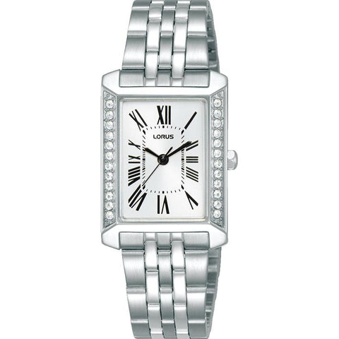 The Watch Boutique Lorus Ladies Rectangle White Dial Watch