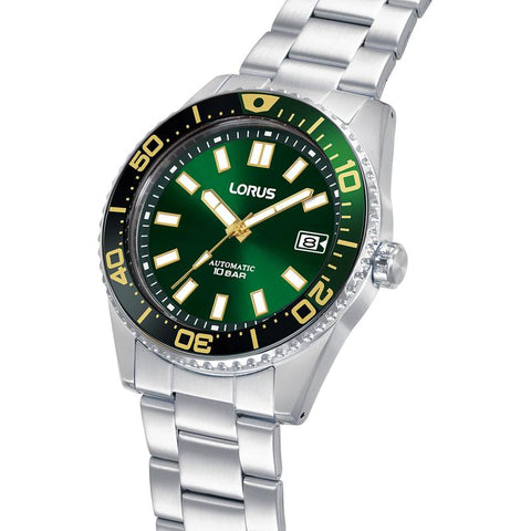 Lorus Sports Men's Automatic Watch Dark Green Sunray Dial