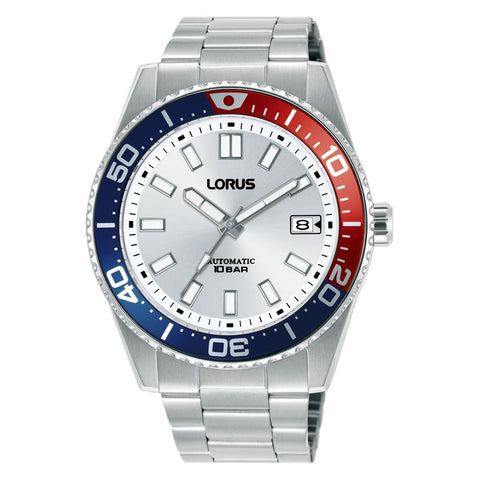 Lorus Sports Men's Automatic Watch Stainless Steel Silver White Sunray Dial