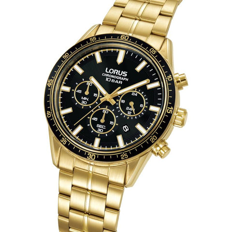 The Watch Boutique Lorus Sports Men's Quartz Chronograph Watch Black Sunray Dial