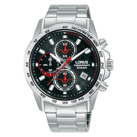 The Watch Boutique Lorus Sports Men's Quartz Chronograph Watch Black Sunray Dial